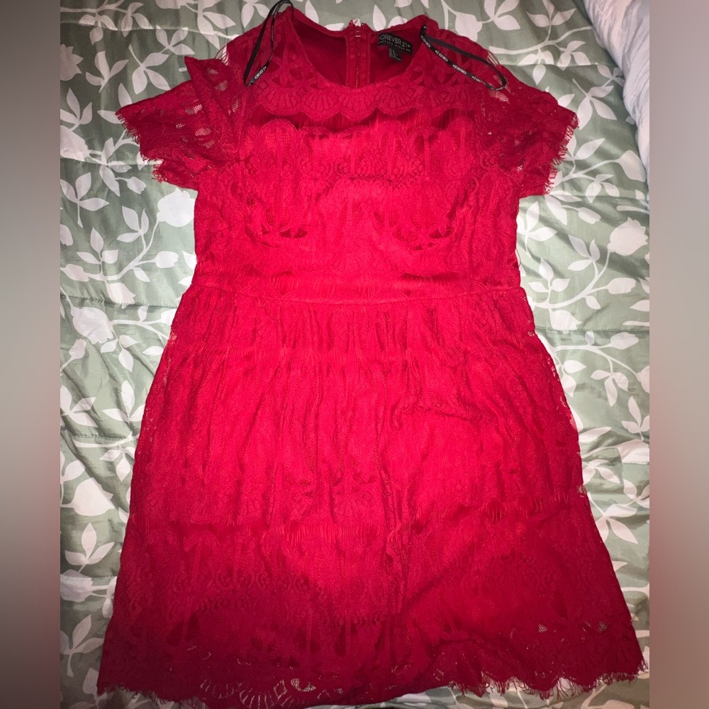 Red Forever 21 dress.